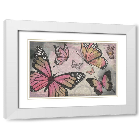 Butterflies I White Modern Wood Framed Art Print with Double Matting by ND Art