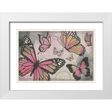 Butterflies I White Modern Wood Framed Art Print with Double Matting by ND Art