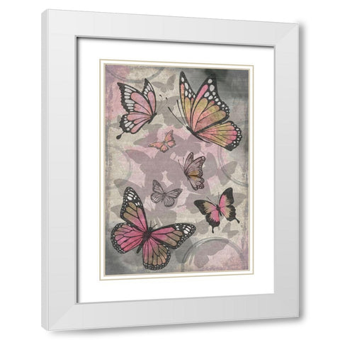 Butterflies III White Modern Wood Framed Art Print with Double Matting by ND Art