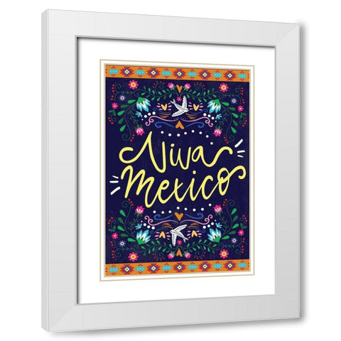 Viva Mexico White Modern Wood Framed Art Print with Double Matting by ND Art