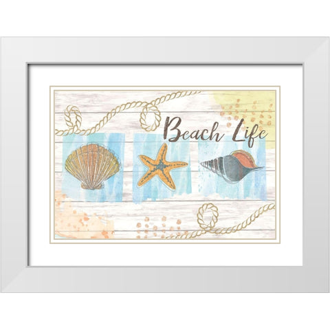 Beach Life White Modern Wood Framed Art Print with Double Matting by ND Art