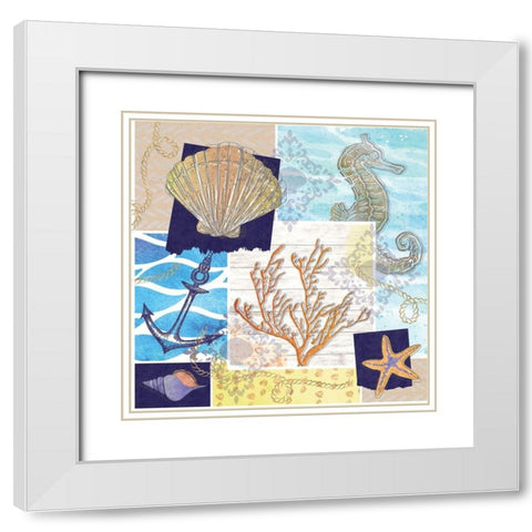 Coastal Shores Pattern I White Modern Wood Framed Art Print with Double Matting by ND Art