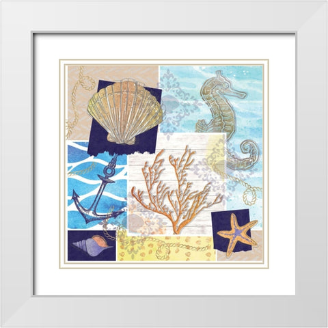Coastal Shores Pattern I White Modern Wood Framed Art Print with Double Matting by ND Art