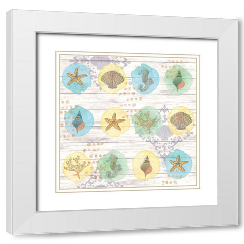 Coastal Shores Pattern II White Modern Wood Framed Art Print with Double Matting by ND Art