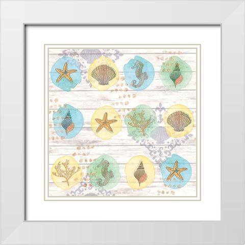 Coastal Shores Pattern II White Modern Wood Framed Art Print with Double Matting by ND Art