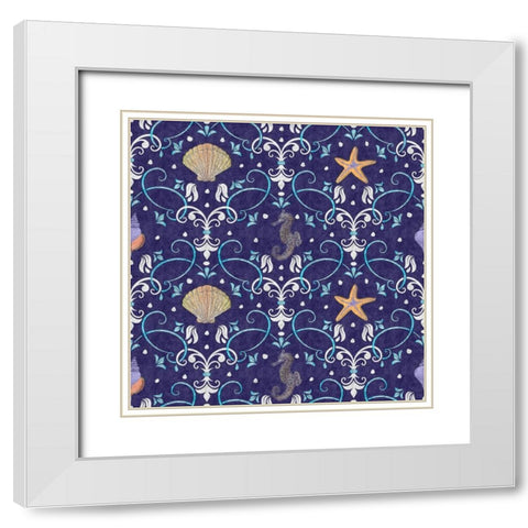 Coastal Shores Pattern III White Modern Wood Framed Art Print with Double Matting by ND Art