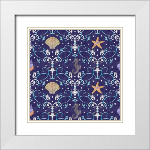 Coastal Shores Pattern III White Modern Wood Framed Art Print with Double Matting by ND Art