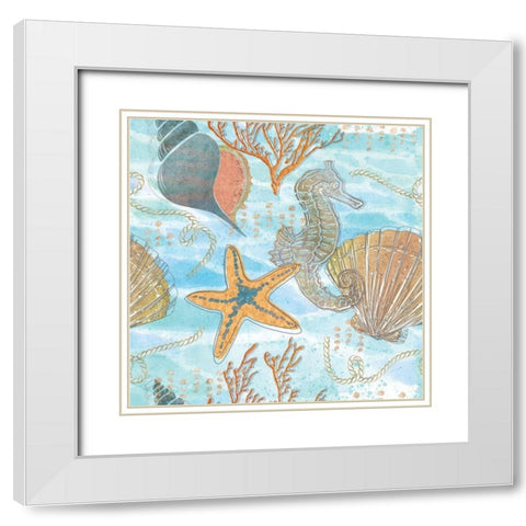 Coastal Shores Pattern IV White Modern Wood Framed Art Print with Double Matting by ND Art