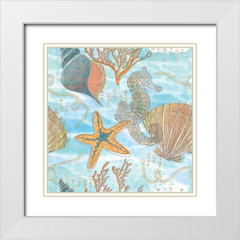 Coastal Shores Pattern IV White Modern Wood Framed Art Print with Double Matting by ND Art