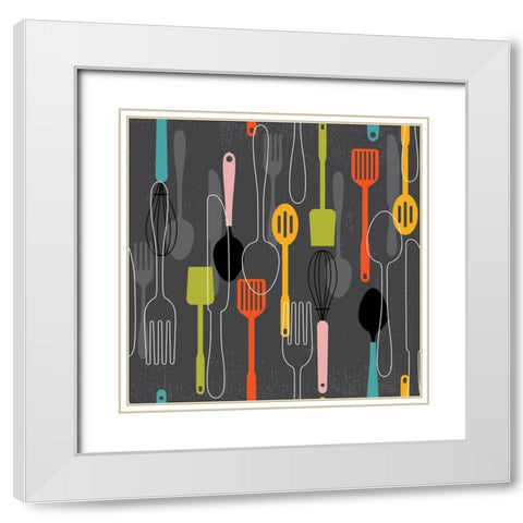 In the Kitchen Pattern II White Modern Wood Framed Art Print with Double Matting by ND Art