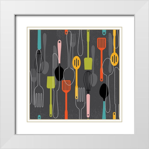 In the Kitchen Pattern II White Modern Wood Framed Art Print with Double Matting by ND Art