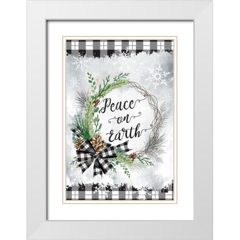 Peace on Earth White Modern Wood Framed Art Print with Double Matting by ND Art