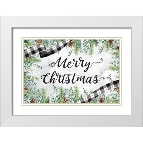 Merry Christmas White Modern Wood Framed Art Print with Double Matting by ND Art