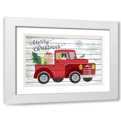 Merry Christmas White Modern Wood Framed Art Print with Double Matting by ND Art