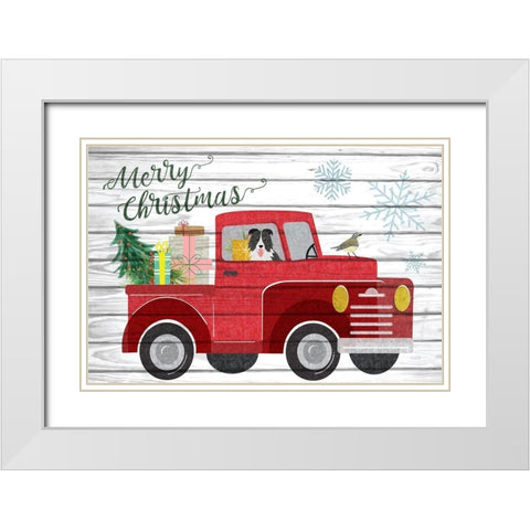 Merry Christmas White Modern Wood Framed Art Print with Double Matting by ND Art