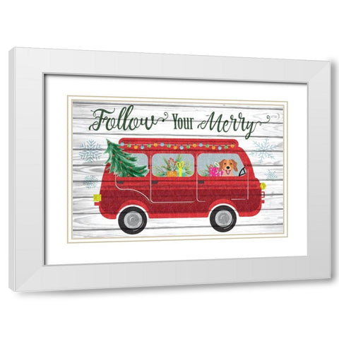Follow Your Merry White Modern Wood Framed Art Print with Double Matting by ND Art