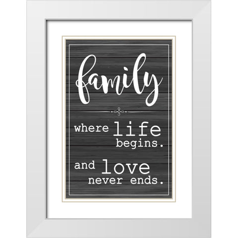 Love Never Ends White Modern Wood Framed Art Print with Double Matting by ND Art