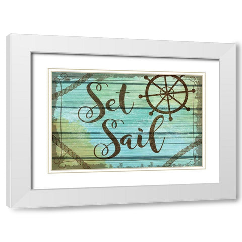 Set Sail White Modern Wood Framed Art Print with Double Matting by ND Art