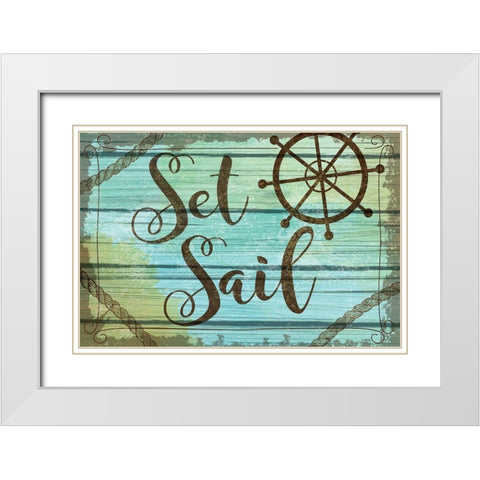Set Sail White Modern Wood Framed Art Print with Double Matting by ND Art