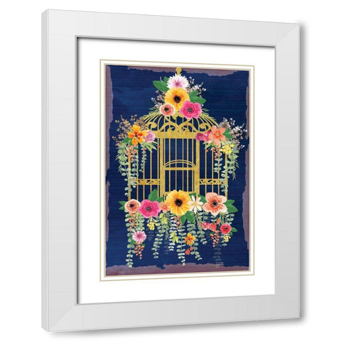 Bird Cage White Modern Wood Framed Art Print with Double Matting by ND Art