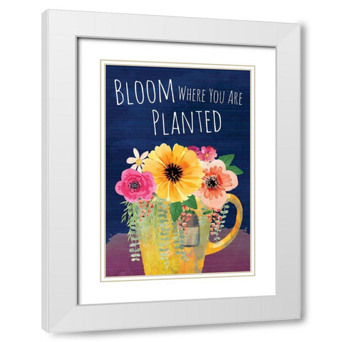 Bloom Where You Are Planted White Modern Wood Framed Art Print with Double Matting by ND Art