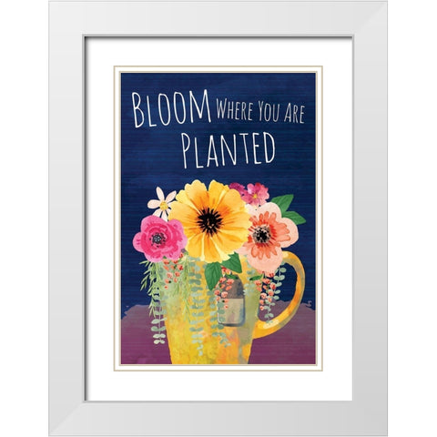Bloom Where You Are Planted White Modern Wood Framed Art Print with Double Matting by ND Art