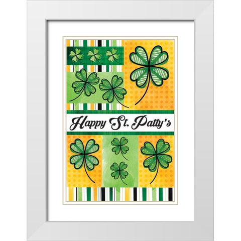 Happy St. Pattys White Modern Wood Framed Art Print with Double Matting by ND Art