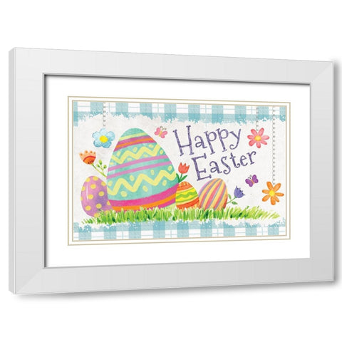 Happy Easter White Modern Wood Framed Art Print with Double Matting by ND Art