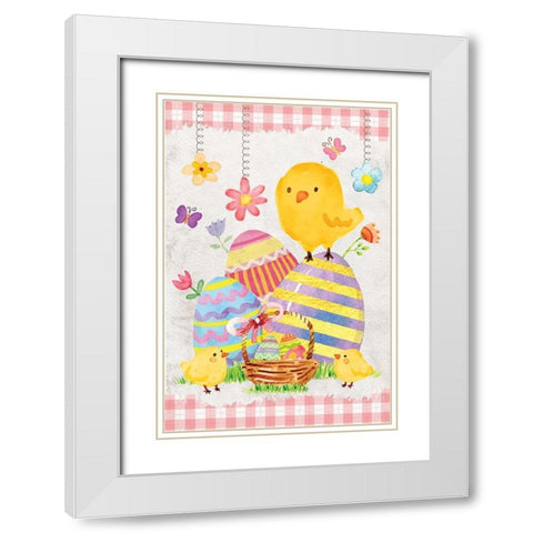 Easter Basket White Modern Wood Framed Art Print with Double Matting by ND Art