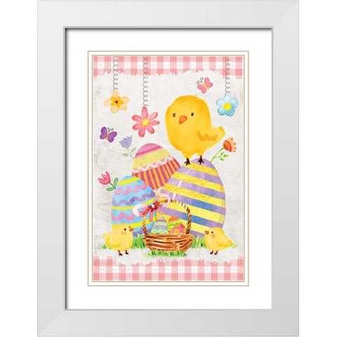 Easter Basket White Modern Wood Framed Art Print with Double Matting by ND Art