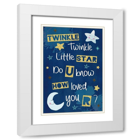 Twinkle Twinkle Little Star White Modern Wood Framed Art Print with Double Matting by ND Art