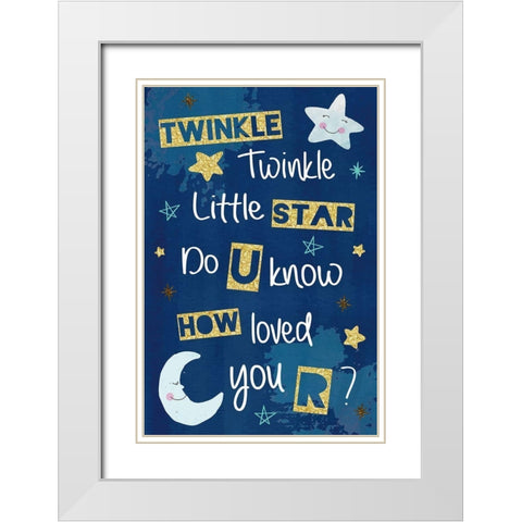 Twinkle Twinkle Little Star White Modern Wood Framed Art Print with Double Matting by ND Art