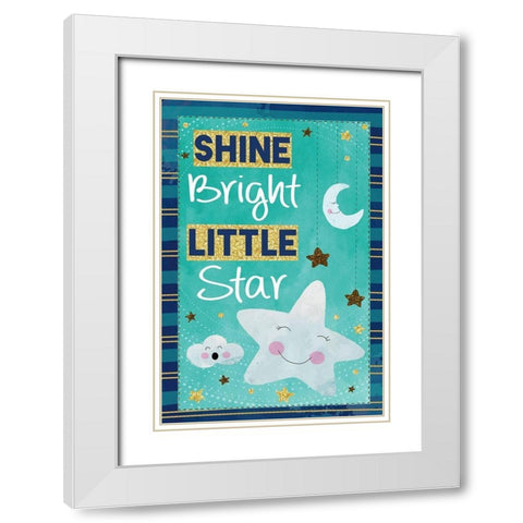 Shine Bright Little Star White Modern Wood Framed Art Print with Double Matting by ND Art
