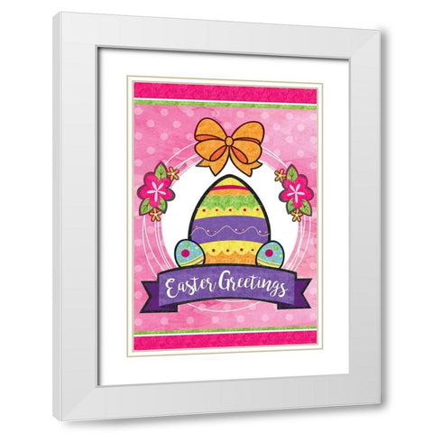 Easter Greetings White Modern Wood Framed Art Print with Double Matting by ND Art