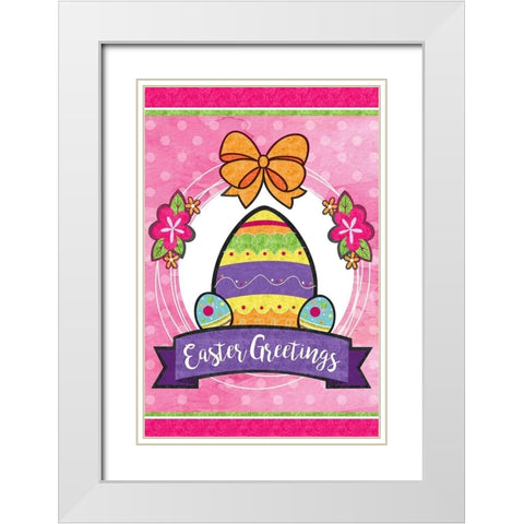 Easter Greetings White Modern Wood Framed Art Print with Double Matting by ND Art