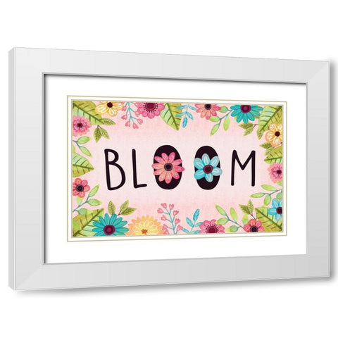 Bloom White Modern Wood Framed Art Print with Double Matting by ND Art