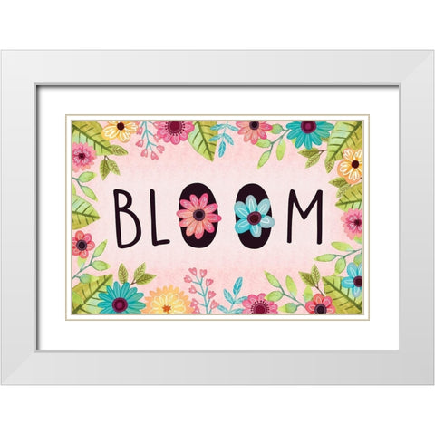 Bloom White Modern Wood Framed Art Print with Double Matting by ND Art