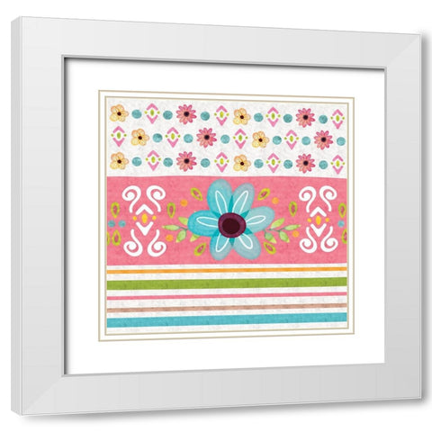 Full Bloom Pattern IV White Modern Wood Framed Art Print with Double Matting by ND Art
