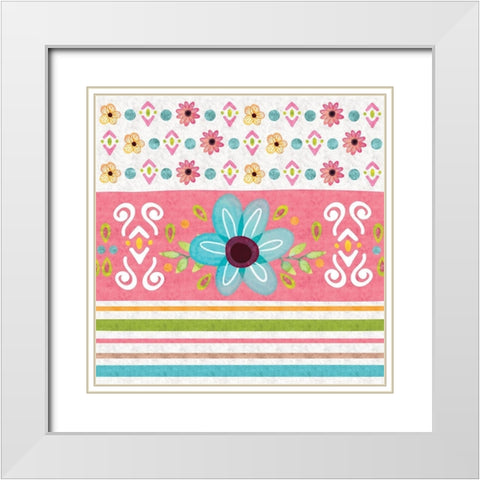 Full Bloom Pattern IV White Modern Wood Framed Art Print with Double Matting by ND Art