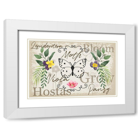 Spring Flowers White Modern Wood Framed Art Print with Double Matting by ND Art