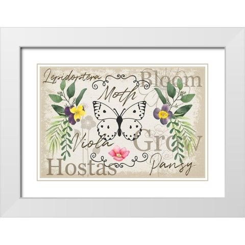 Spring Flowers White Modern Wood Framed Art Print with Double Matting by ND Art