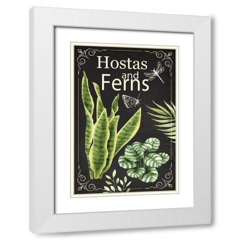 Hostas and Ferns White Modern Wood Framed Art Print with Double Matting by ND Art