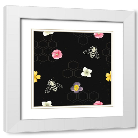 Spring Pattern I White Modern Wood Framed Art Print with Double Matting by ND Art