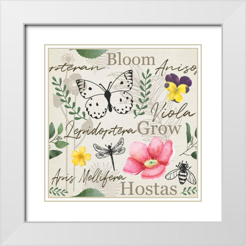 Spring Pattern II White Modern Wood Framed Art Print with Double Matting by ND Art