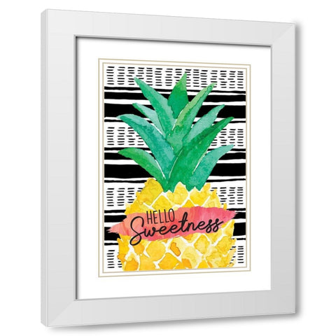 Hello Sweetness White Modern Wood Framed Art Print with Double Matting by ND Art