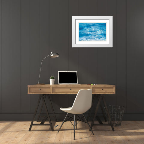 Blue Coastal White Modern Wood Framed Art Print with Double Matting by ND Art