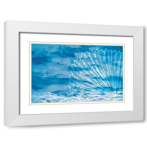 Blue Coastal III White Modern Wood Framed Art Print with Double Matting by ND Art