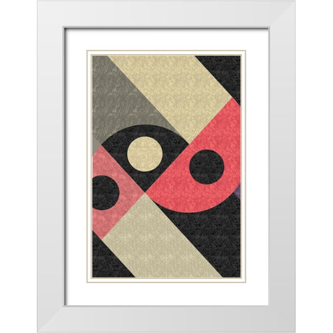 Mod Abstract White Modern Wood Framed Art Print with Double Matting by ND Art