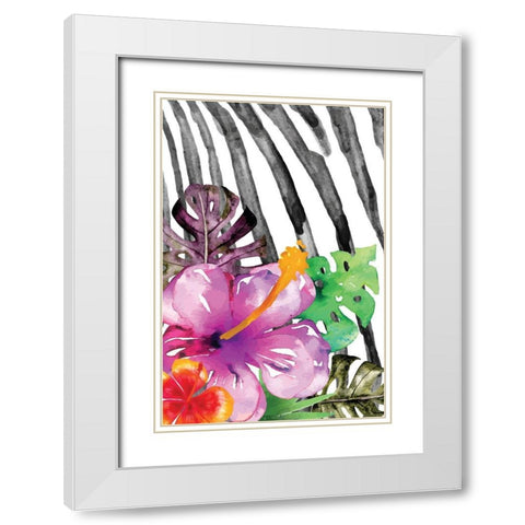 Tropical Jungle II White Modern Wood Framed Art Print with Double Matting by ND Art