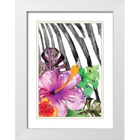Tropical Jungle II White Modern Wood Framed Art Print with Double Matting by ND Art